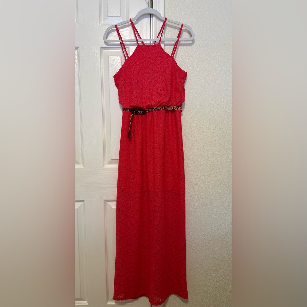 Pink Lacy Dress with Belt - size M